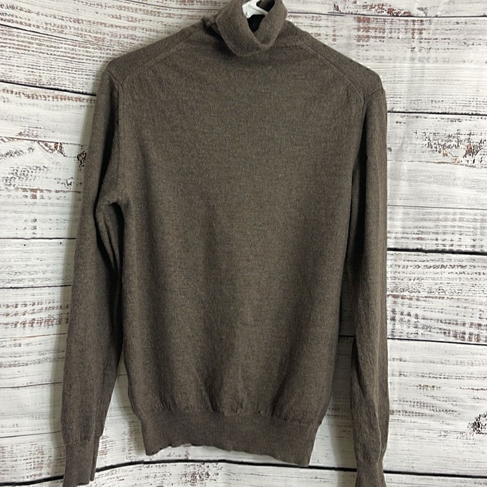 Yoox Sweater Womens Xl Turtle Neck 90’s Virgin Wool Italian Knit Brown Academia — image 3 of 8